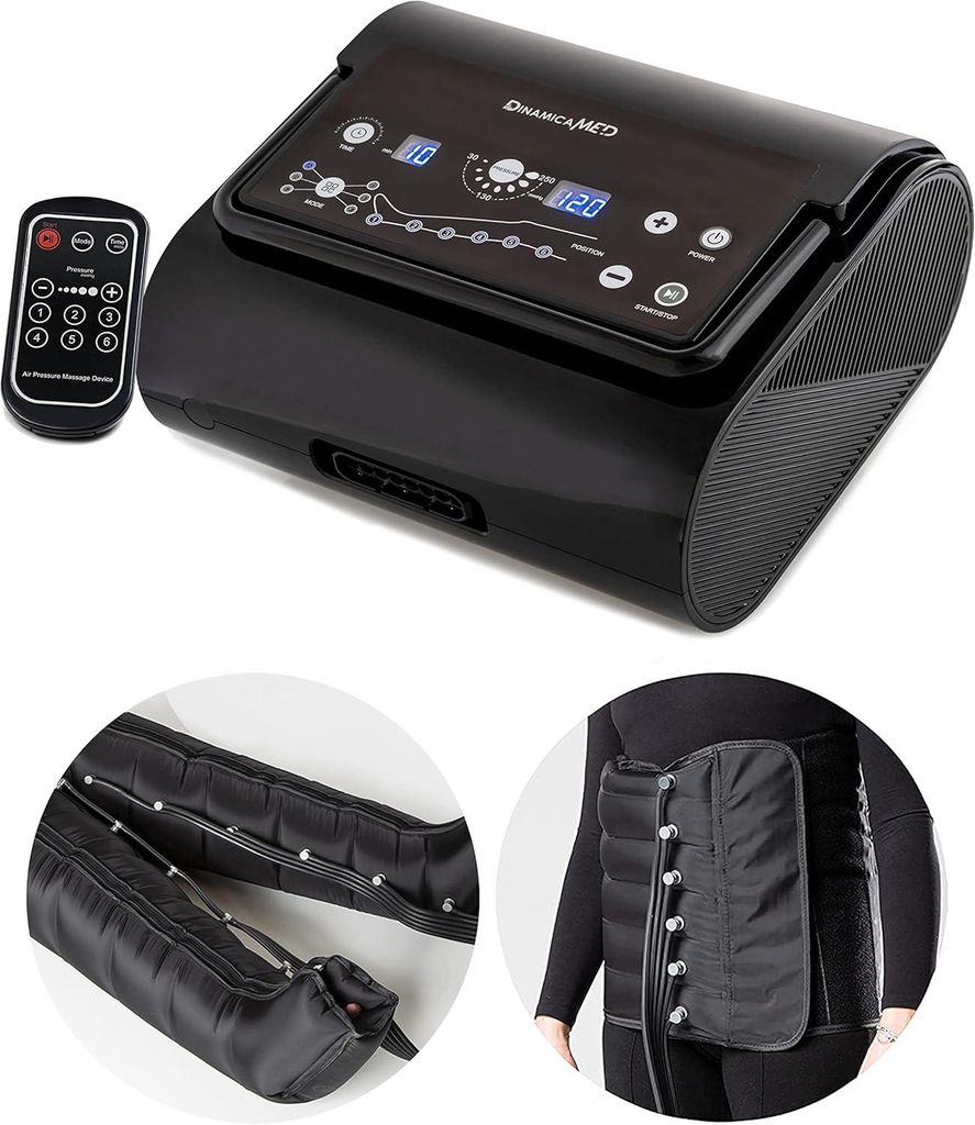 Dinamicamed Premium 6.0 Digital Compact Pressotherapie Professionelles Lymphdrainage Gerät , 6 Programme mit 2 Beinen und Bauchband