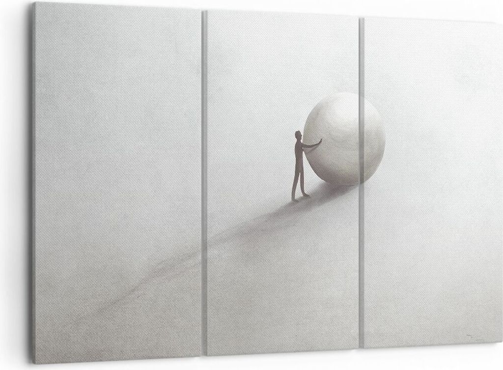 Bild auf Leinwand - Leinwandbild - 3 Teile - Sisyphus Arbeit Symbol - 105x70cm - Wand Bild - Wanddeko - Wandbilder - Leinwanddruck - Bilder - Wandd...