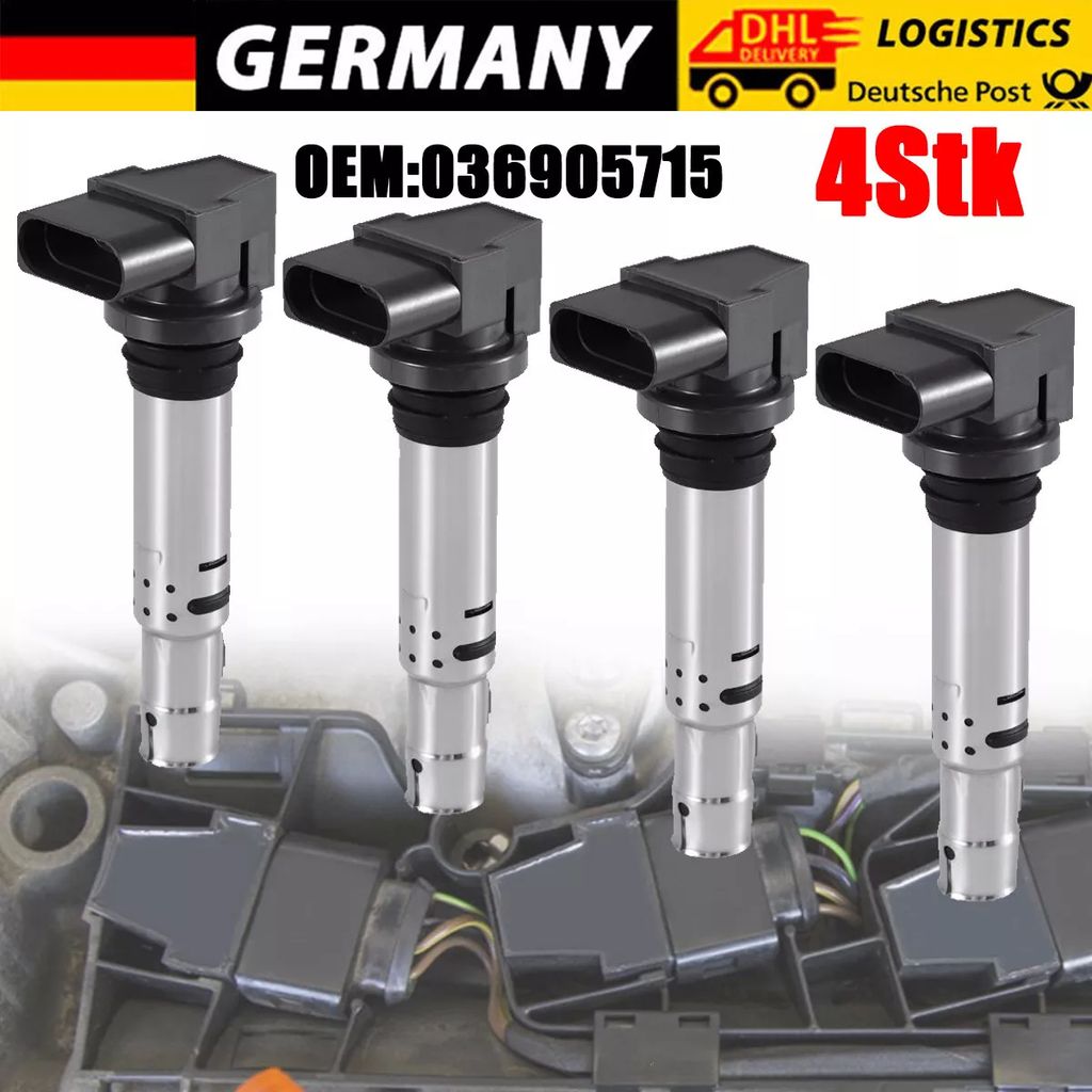 4X Zündspule für Audi A3 1.4 1.6 Seat Ibiza Skoda Fabia VW Golf 5 6 Polo Touran