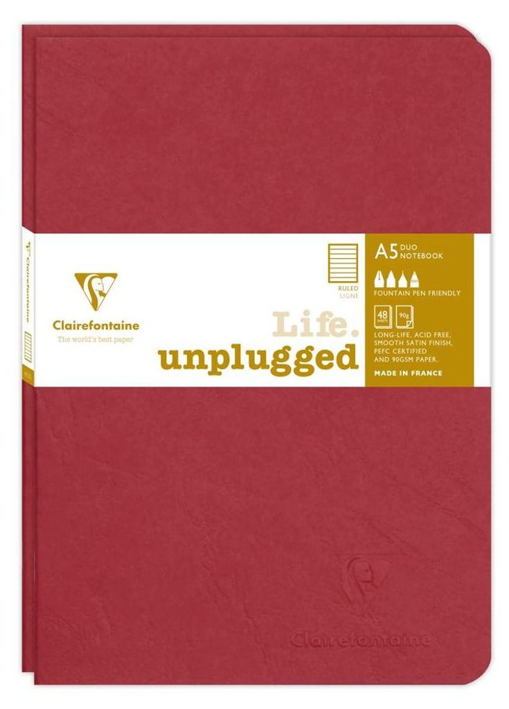 Clairefontaine – Notizbuch A5-Linie, 96 Seiten, 90 g, rotes Siegel, 2 Stück