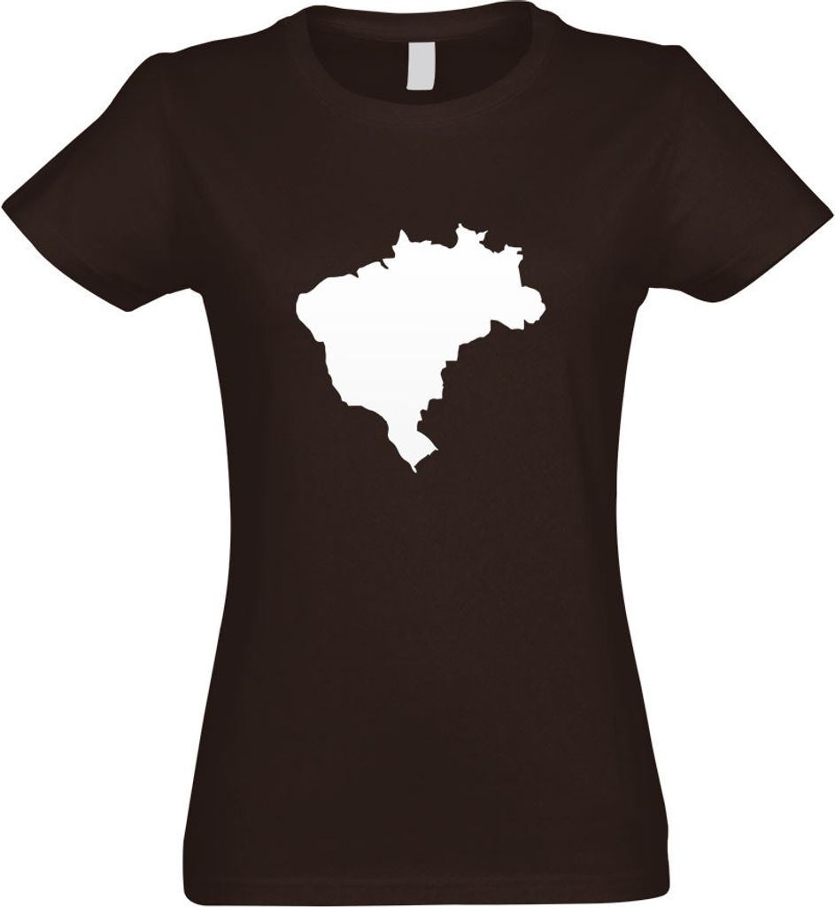 Kiwistar - T-Shirt tailliert - Damen - Chocolate - Brasilien Umriss Kontur - mit Motiv Bedruckt - Funshirt Design - Sport - Freizeit - Damen - XXL