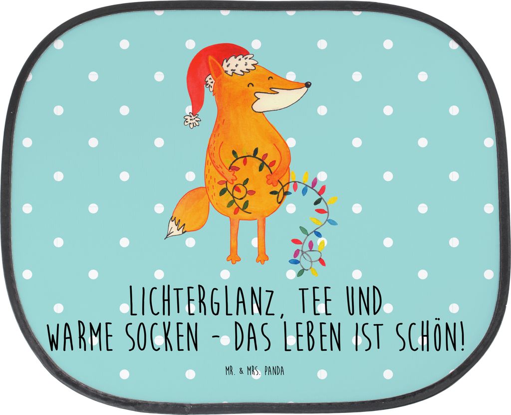 Mr. & Mrs. Panda Auto Sonnenblende Fuchs Weihnachten - Türkis Pastell - Geschenk, Sonnenschutz, Winter, Heiligabend, Hitzeschutz, Weihnachtsmann, ...