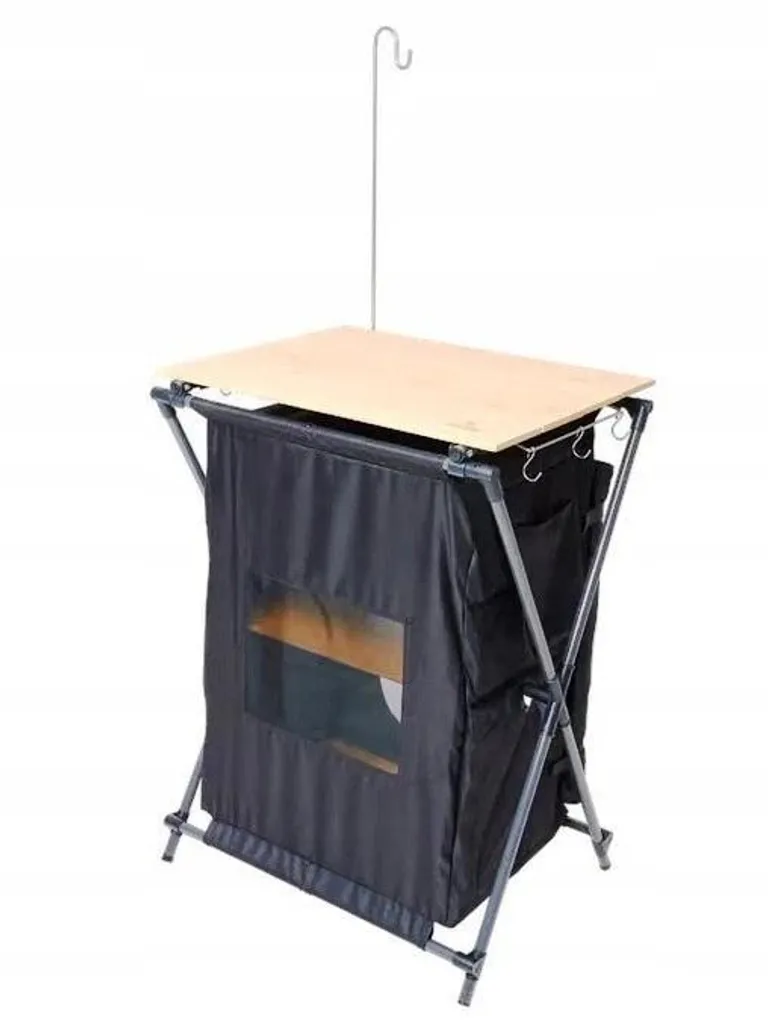 Etagère de camping pliable 80 cm en bambou avec rangement modulable - 3