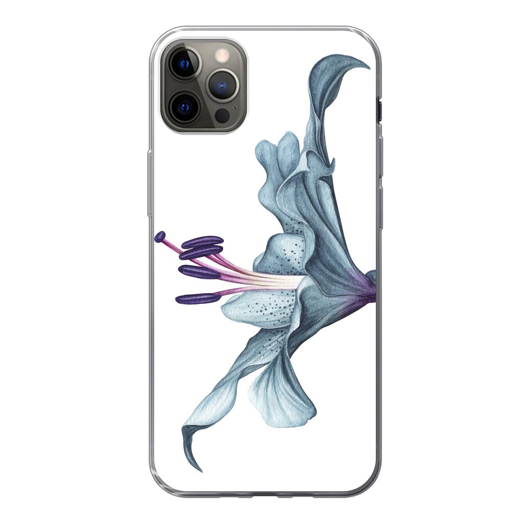 MuchoWow Handyhülle Schutzhülle Hülle für iPhone 13 Pro Max Blumen - Aquarell - Lilie Silikon Softcase Handy Hülle - Mobiltelefon