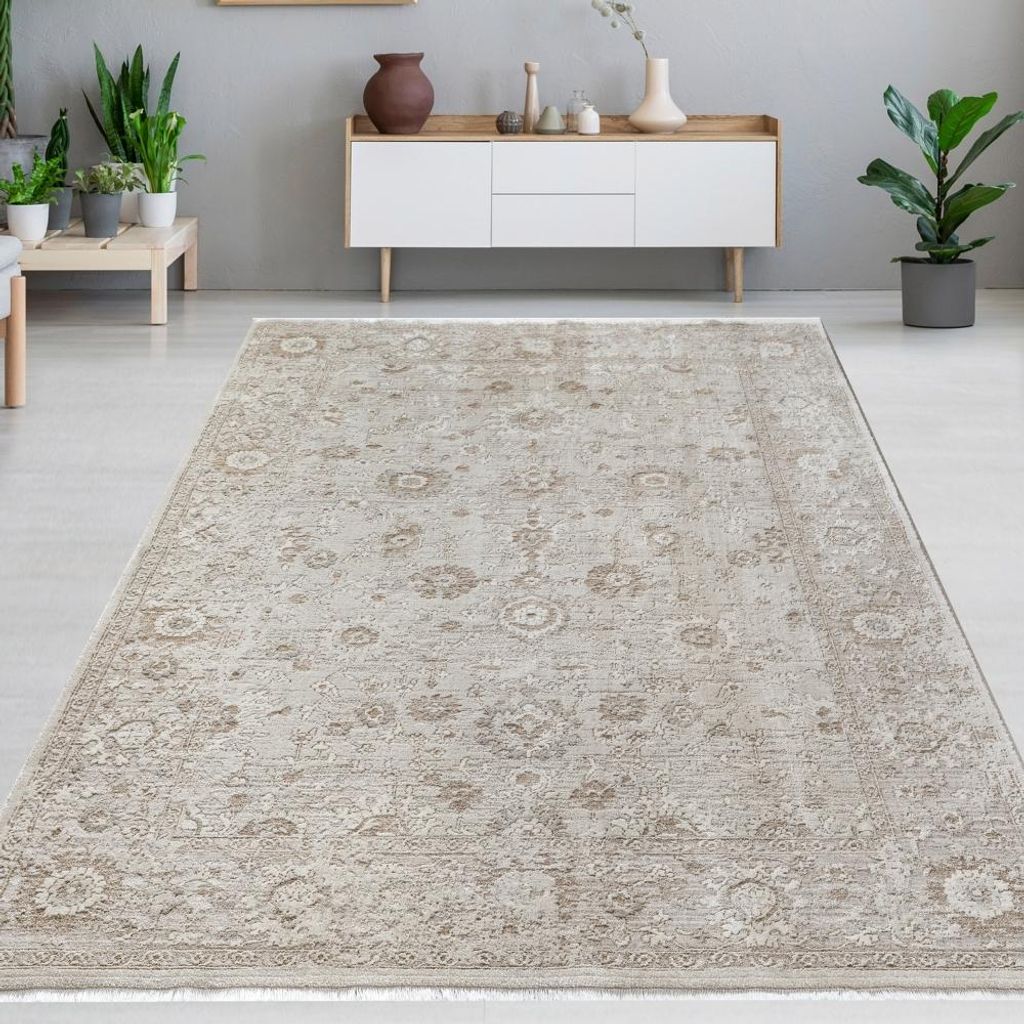 Design-Teppich beige Vintage Look elegant für moderne Wohnräume Größe - 80 x 150 cm