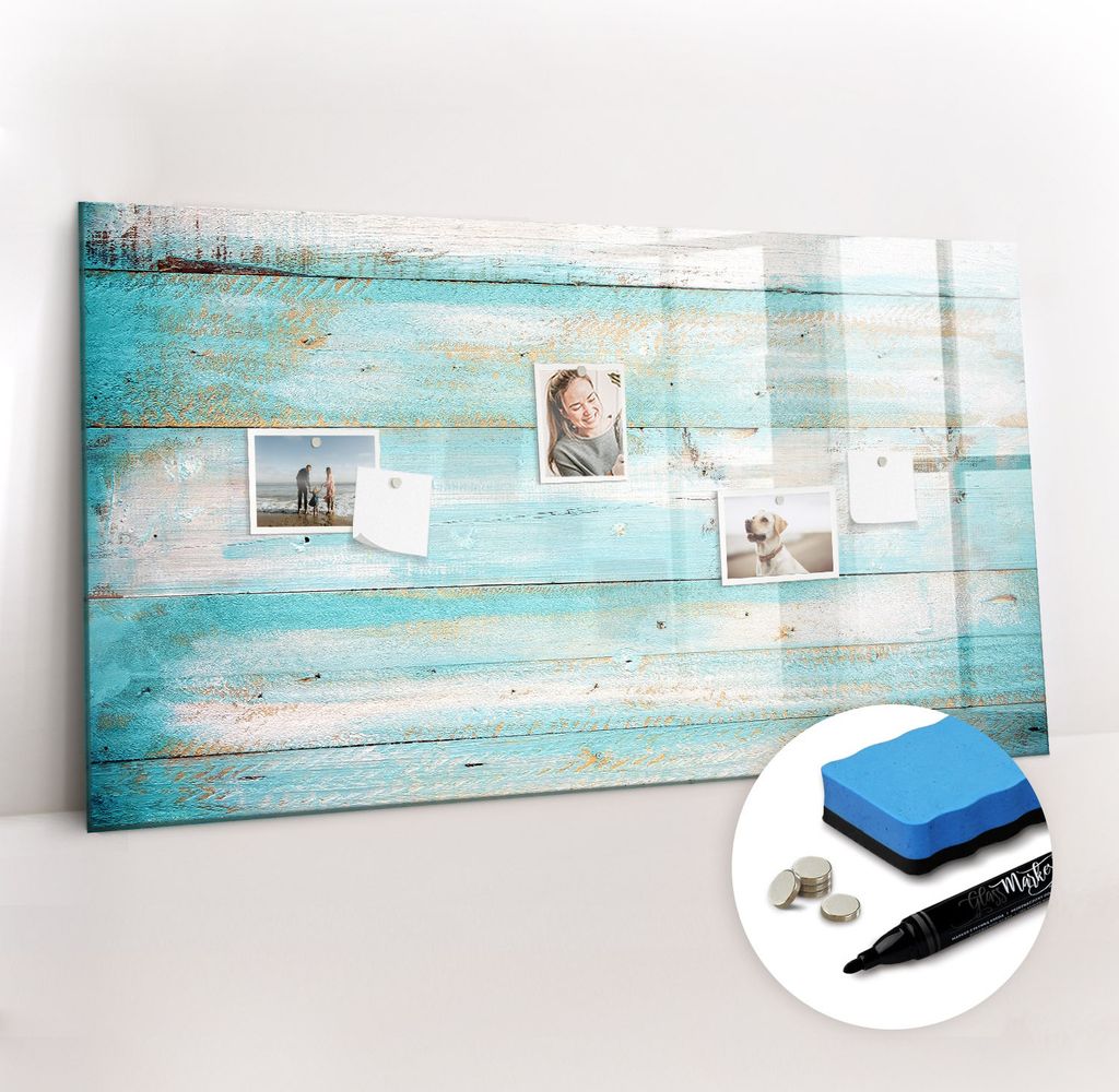 Magnetpinnwand Memoboard - Zubehörsatz - Schwarzer Marker + Schwamm + Magnete - 120 x 60 cm - Blaue Tafeln