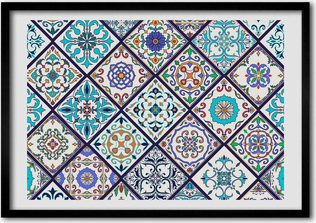 Bild - Bilderrahmen - 100 cm x 70 cm - MDF - Rahmen - Foto - Wandkunst Keramikfliesen