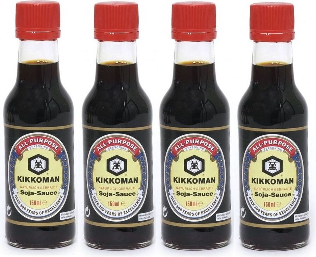 4er Pack KIKKOMAN Sojasauce (4x 150ml) | Soja Sauce | Soy Sauce
