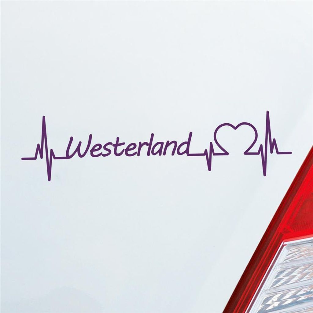 HUURAA! Auto Aufkleber Westerland Puls Herzschlag Fun Sticker Heckscheibenaufkleber Autoaufkleber mit Ferien Region Motiv 19x4cm