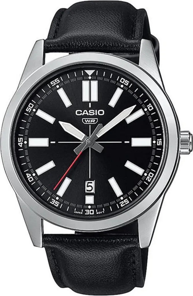 Regalo Uomo Casio MTP-VD02L-1EUDF Pelle Nera Elegante con Box
