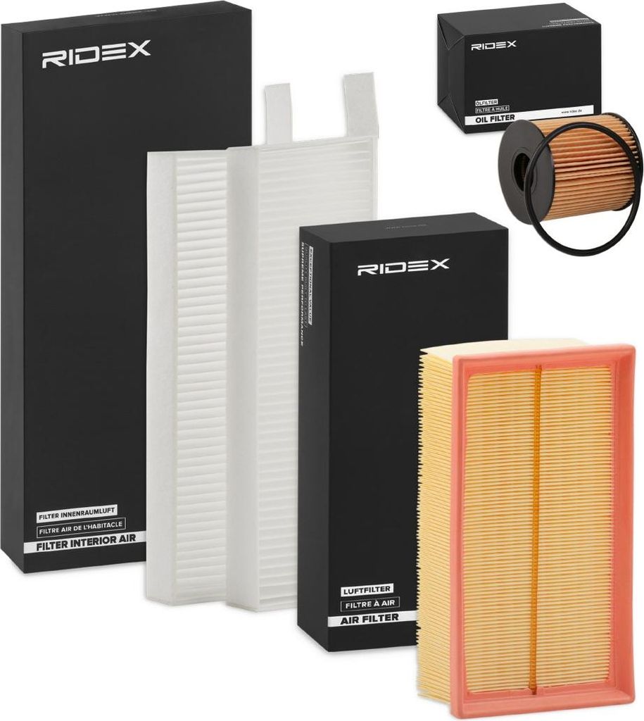 RIDEX Filterset Inspektionspaket Filtersatz für VW GOLF VI (5K1) Transporter V Kastenwagen (7HA, 7HH, 7EA, 7EH) Golf IV Variant (1J5) für OPEL f...