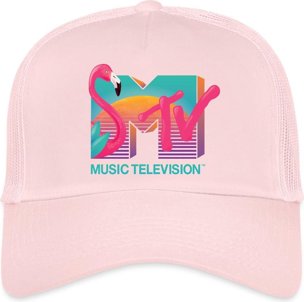 Spreadshirt MTV Music Television Flamingo-Logo Trucker Cap, One size, Hellrosa