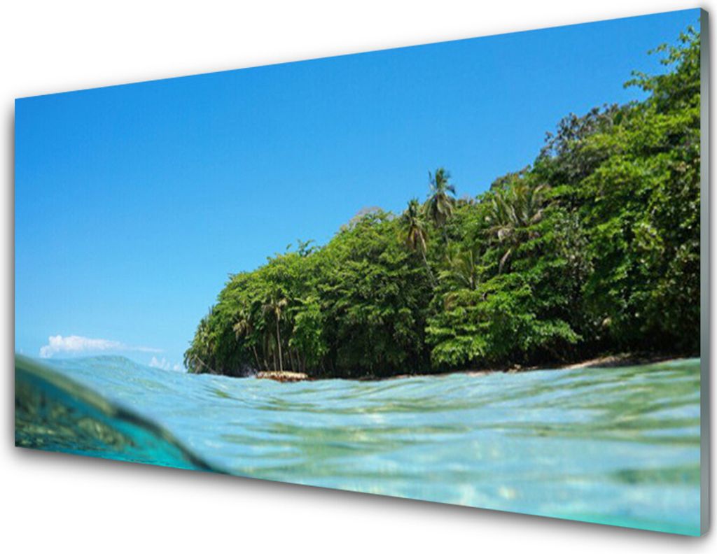 Acrylglasbilder 100x50 Wandbild Druck Meer Bäume Landschaft