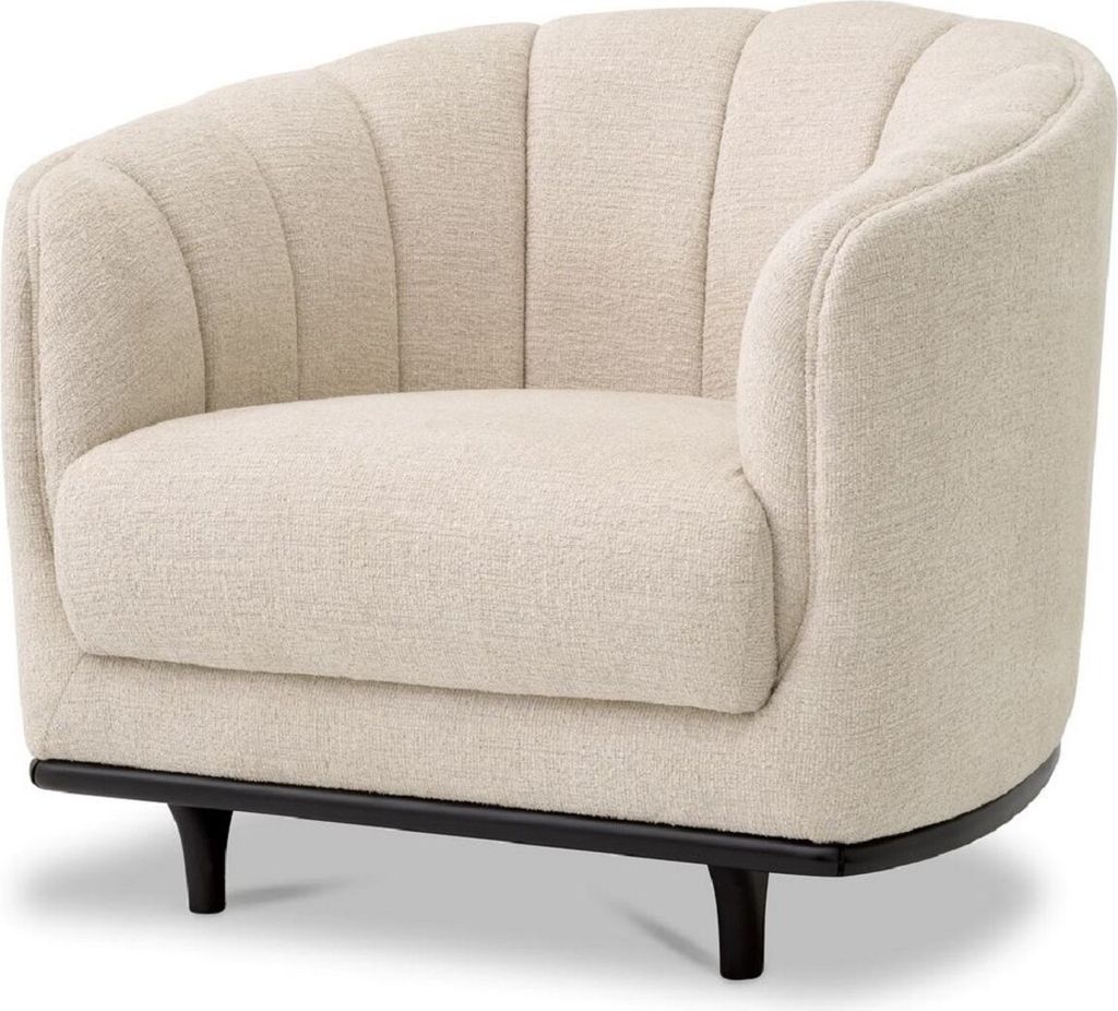 Casa Padrino Luxus Sessel Beige / Schwarz 87 x 86 x H. 74,5 cm - Wohnzimmer Sessel - Hotel Sessel - Wohnzimmer Möbel - Hotel Möbel - Luxus Möbel...