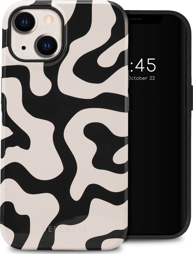 Selencia Vivid Back Cover iPhone 14 - Art Wave Black