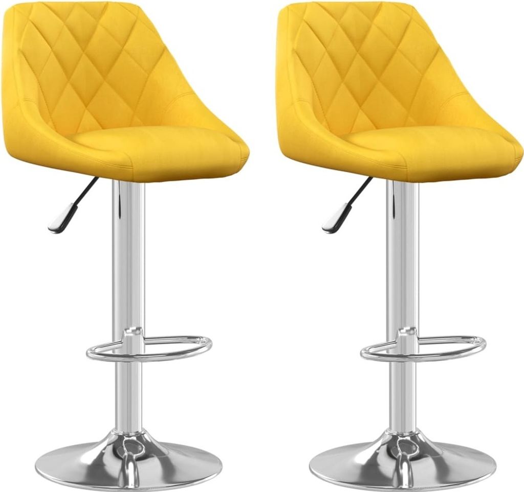 vidaXL Sgabello da bar 2 pezzi in velluto giallo senape Immagine del prodotto 