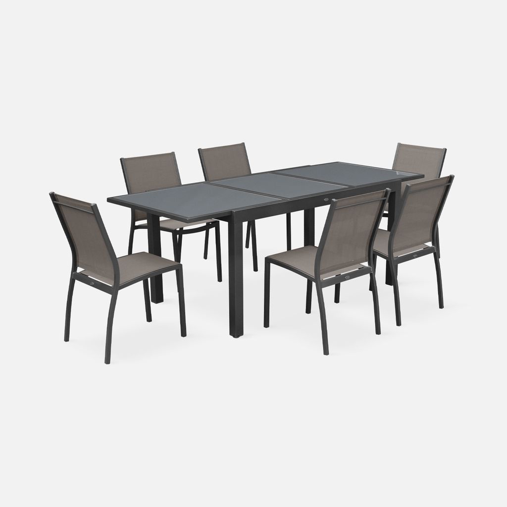 sweeek - Gartengarnitur erweiterbar 150/210cm - Grau