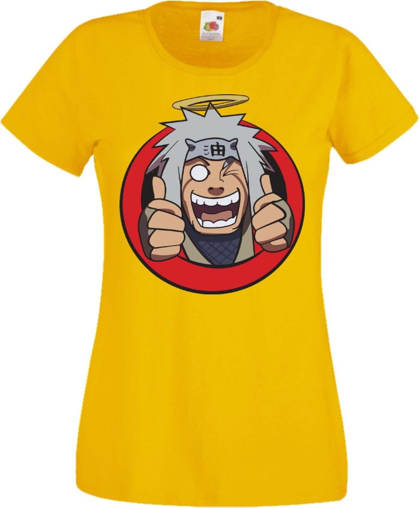 Damen T-Shirt Anime Manga Naruto Jiraya 02 Toad Master, Lady XL / Gelb