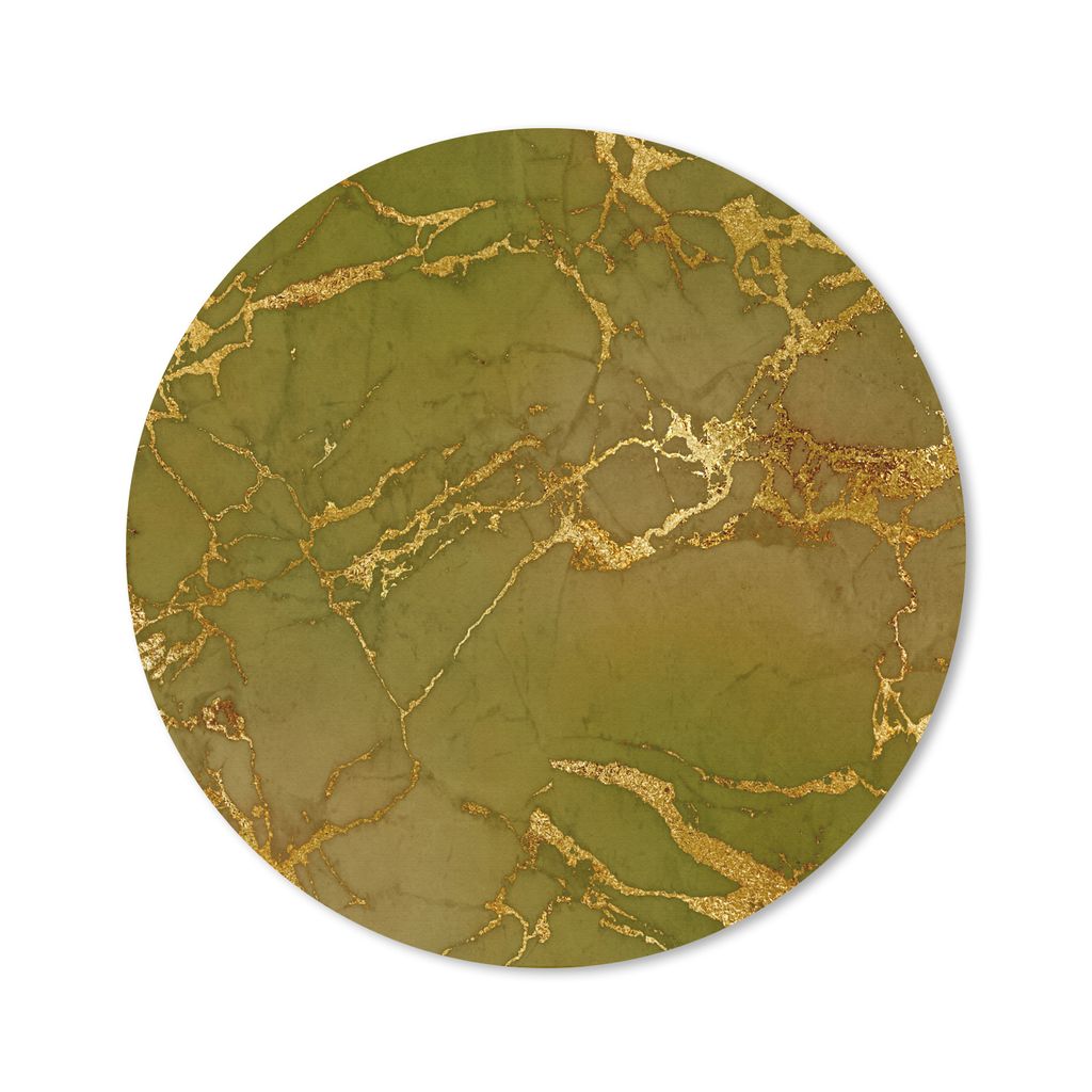 MuchoWow Mauspad Mousepad Marmor - Muster - Gold - Grün 50x50 cm - Mousepads - Maus Mat - Pad - Mausunterlage - Vinyl