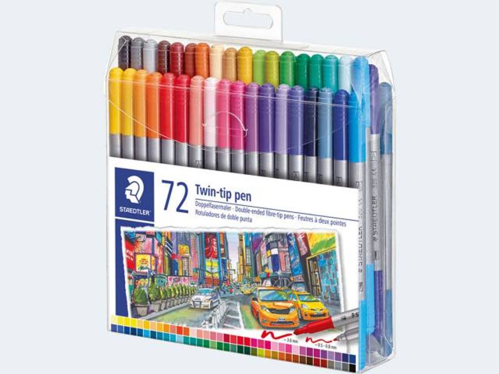 STAEDTLER Doppel-Fasermaler Twin-tip 72er Kunststoff-Etui Produktbild 1