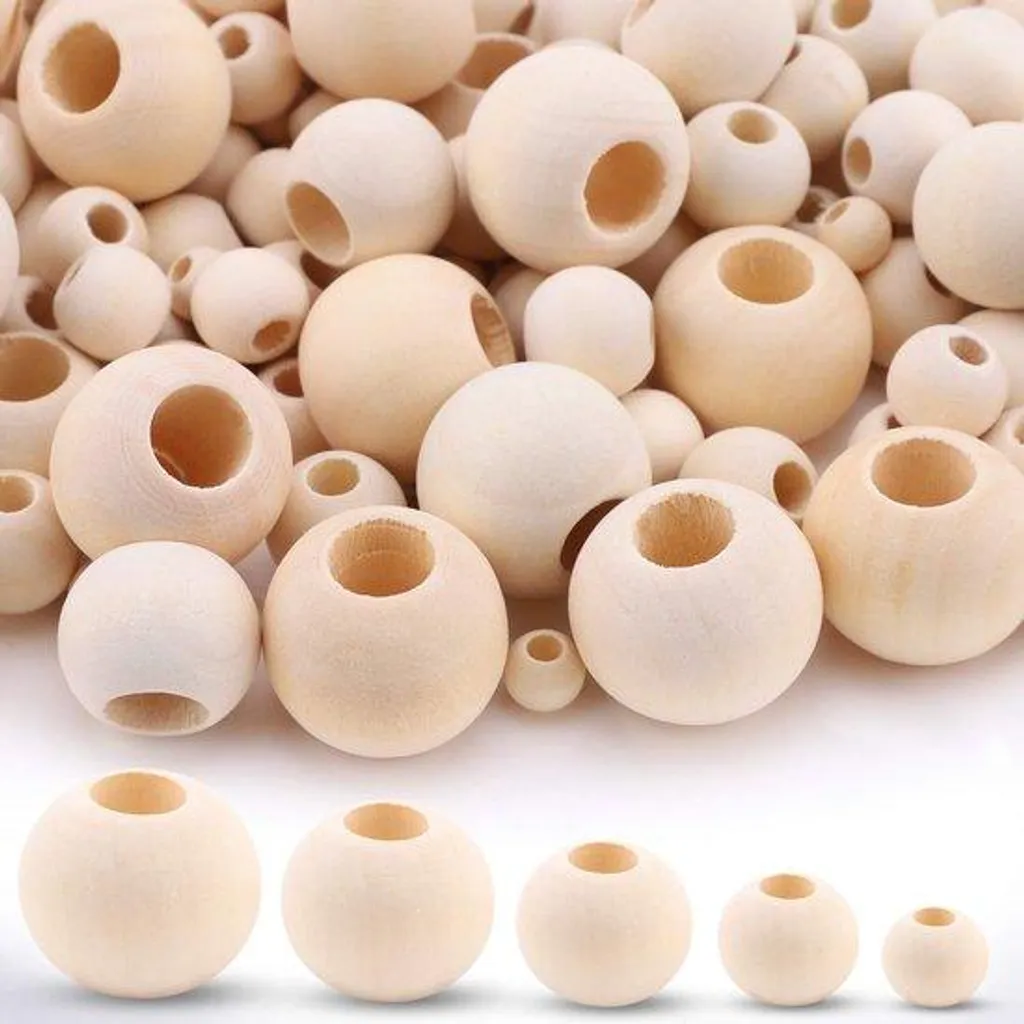 Perles en bois naturel sans échardes pour création de bijoux sains
