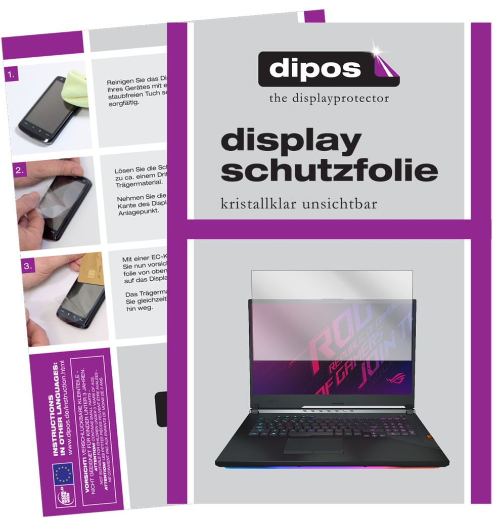 1x Schutzfolie für Asus ROG Strix Scar III G731GW-EV104T klar Displayschutzfolie Folie Display Schutz dipos