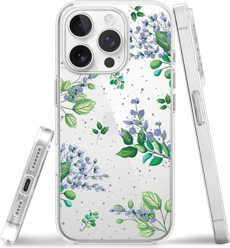 Abbery Custodia Per IPhone 12 Pro Max Con Fiori Secchi Viola, Trasparente, Morbida, Unica Fatte A Mano