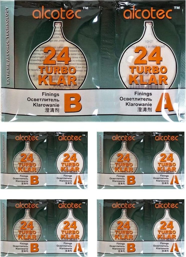 HUGBERT Alcotec Turbo Klar 24h Klärmittel Schönung Vodka Alkohol Schnaps Wein Bier, 5 Stück