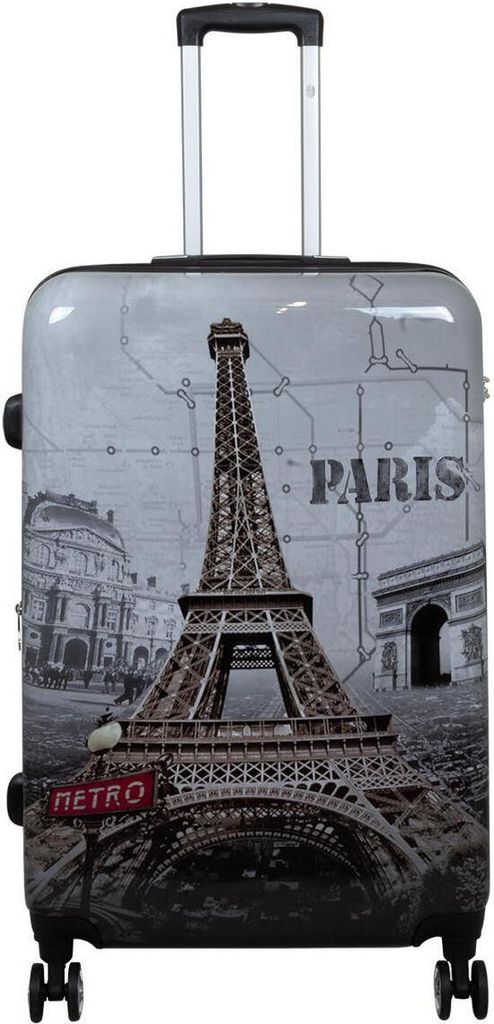 Hartschalen Reise Koffer Trolley mit Dehnfalte Motiv Paris Eiffelturm - Gr. XL