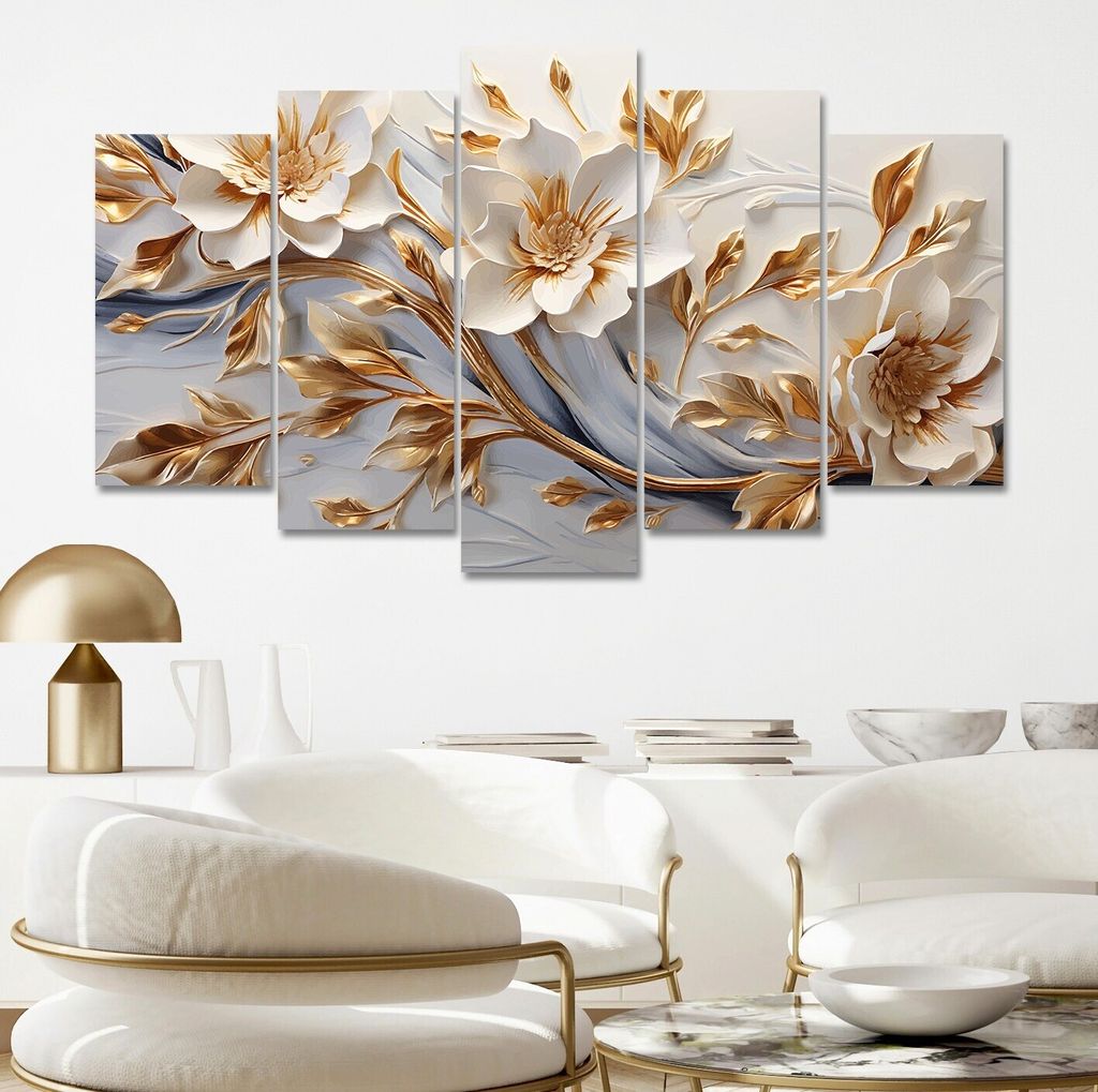 Wallity, 5MDF4588_60100 (100 x 60), Dekoratives MDF-Gemälde (5 Stück), Mehrfarbig, 100 % MDF, 100 x 60 cm