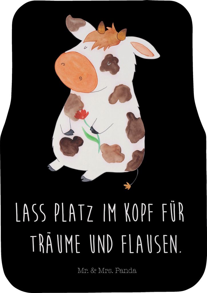 Mr. & Mrs. Panda Automatte Kuh - Schwarz - Geschenk, Fußmatte Fürs Auto, Hof, Milch, Bauernhof, Auto-Fußmatte, Kühe, Spruch, Fahrerseite