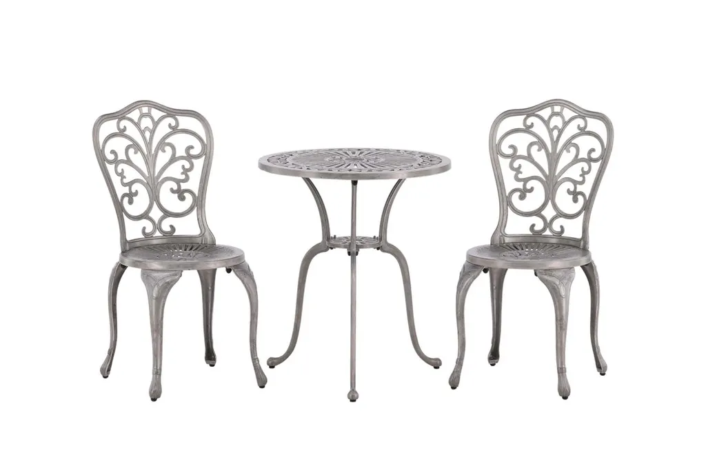 Set de Jardin Nandin Argenté : Mobilier Résistant en Acier Haute Qualité