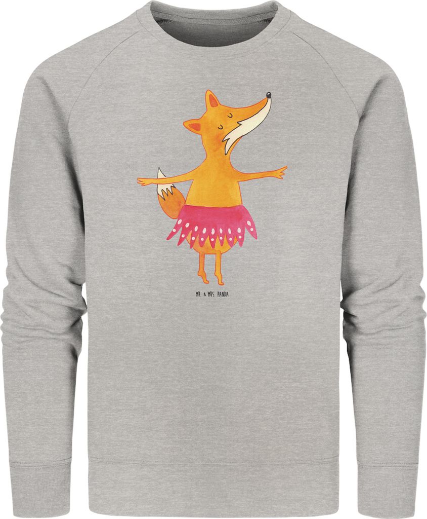 Mr. & Mrs. Panda Nachhaltiger Pullover Fuchs Ballerina Größe M - Heather Grey - Geschenk, Baumwoll, Elegant, Tanzen, Sweatshirt, Geburtstag, Pull...