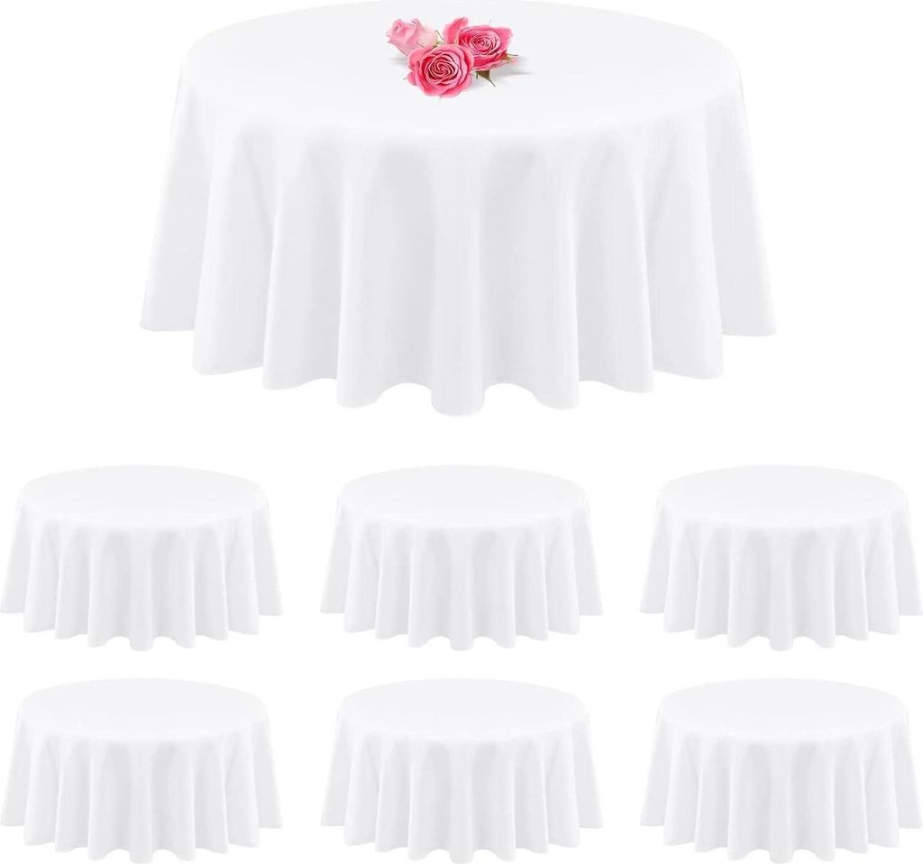 confezione da 6 tovaglie rotonde in poliestere bianco da 90 Immagine del prodotto 