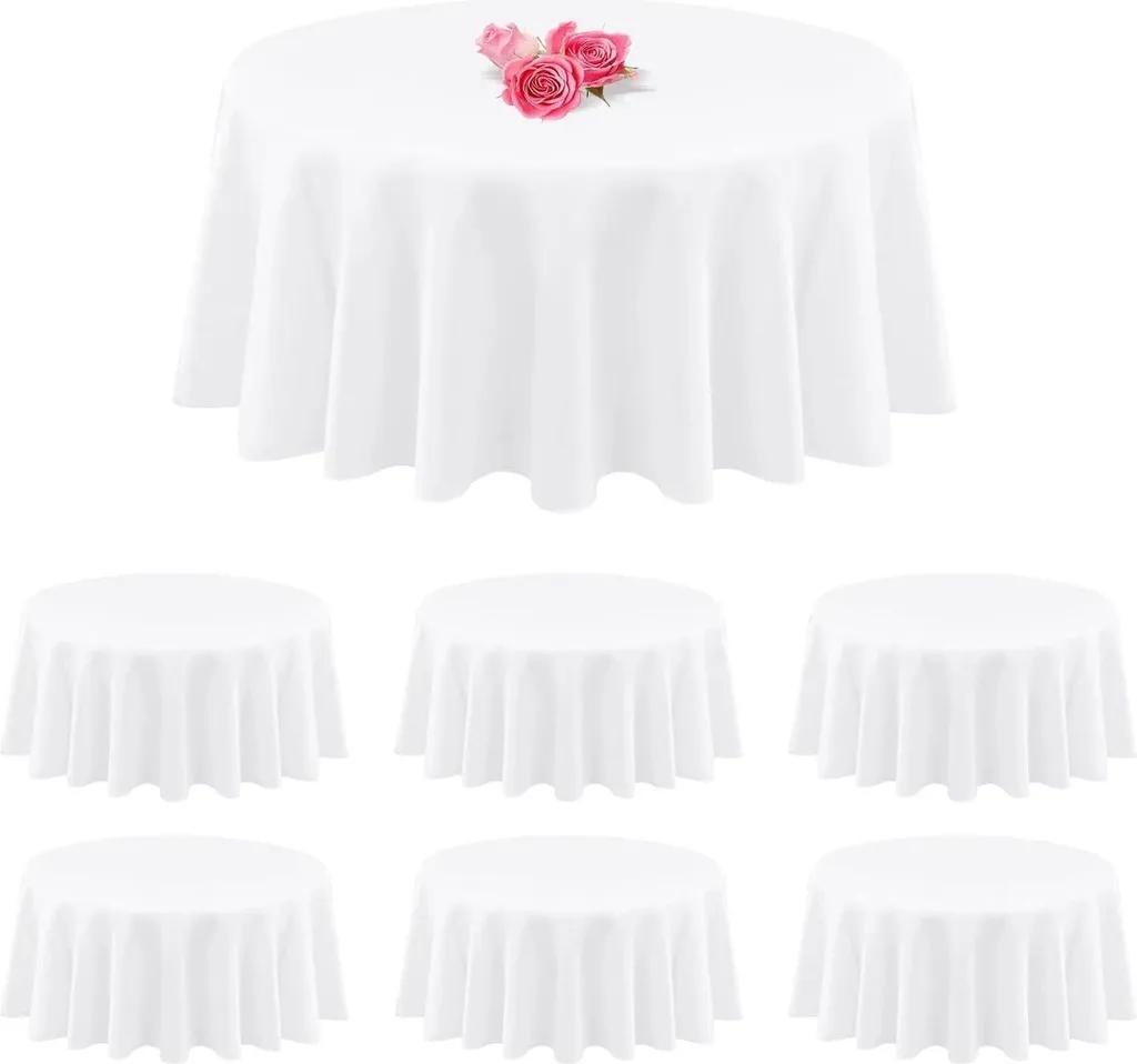 Tovaglie Rotonde Bianche 90 Pollici Set 6 Pezzi - Ideale Party e Nozze