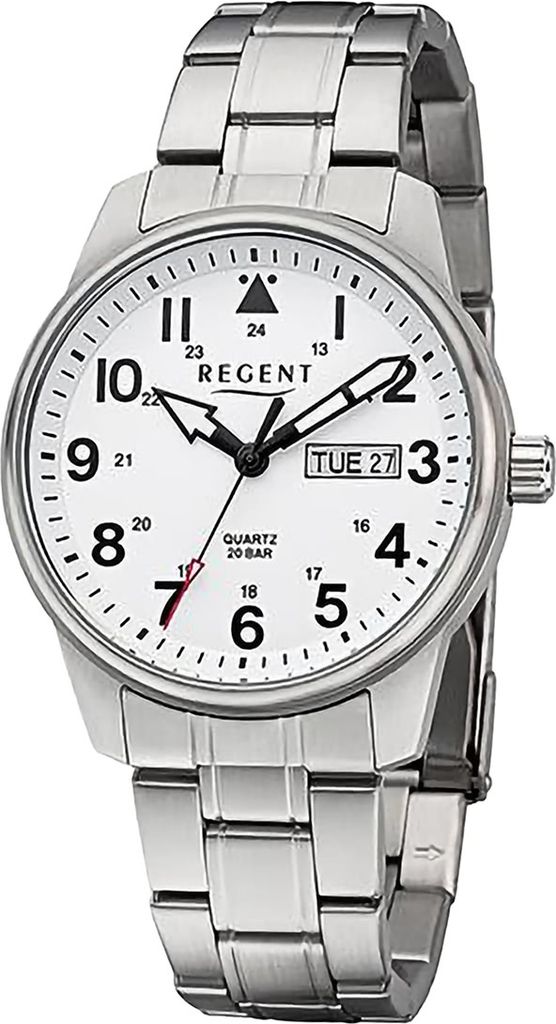 Regent Metall Herren Uhr Armbanduhr Quarz silber Metallarmband D2URF1279