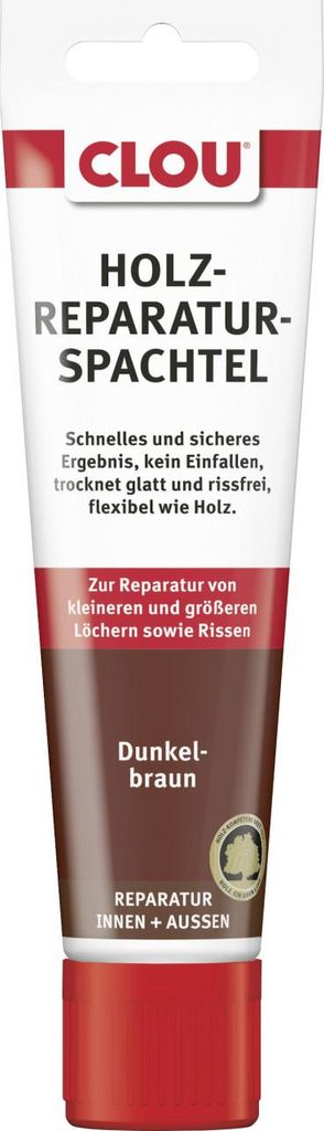 PROFI Dunkelbraun 1000 ml Holzreparatur Spachtel, Farbige Holzkitt, Ausbesserung Kitt, Innen und Außen, Schnell Trocknend, Flexibel, Wasserfest