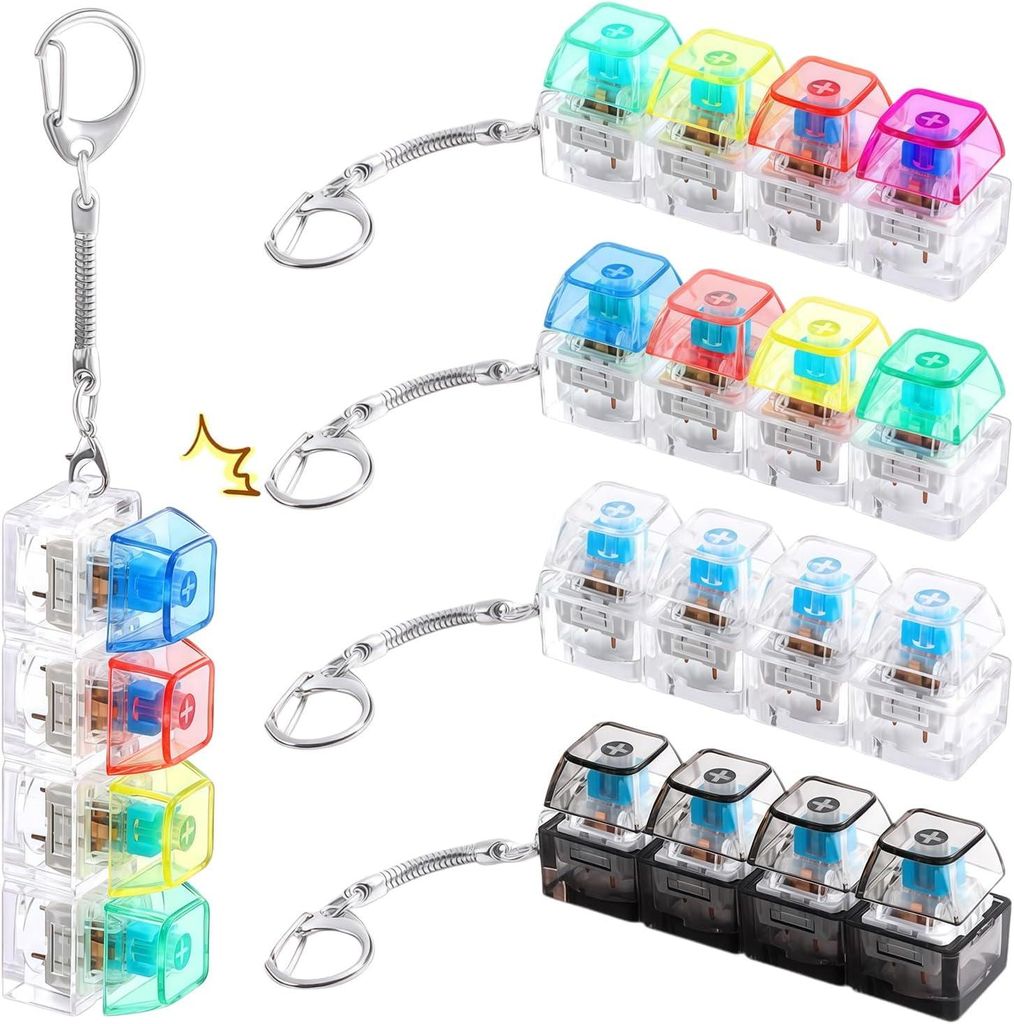 4 Stück Tastatur Fidget Toys Set,Durchscheinendes Keyboard Fidget Toy Tastatur Stressabbau Erwachsene Fidget Tastatur Anhänger Schlüsselanhänger