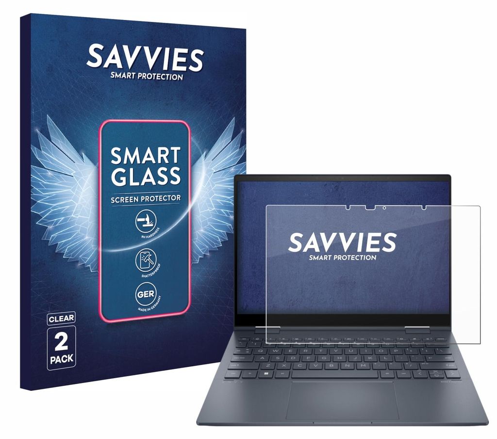 2x Savvies Schutzglas Folie für HP Envy x360 bf0775ng 9H Panzer Schutzfolie Glas Displayschutz klar transparent