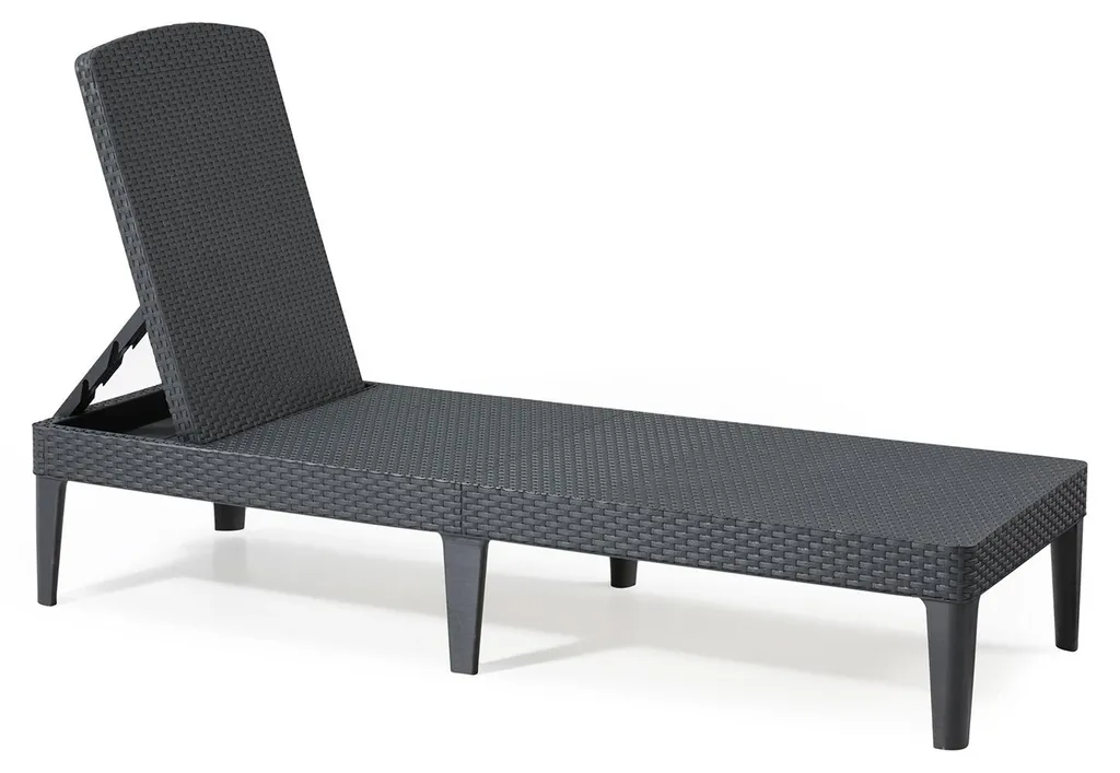 Jaipur - Bain de soleil plat en poly rotin anthracite chic et robuste