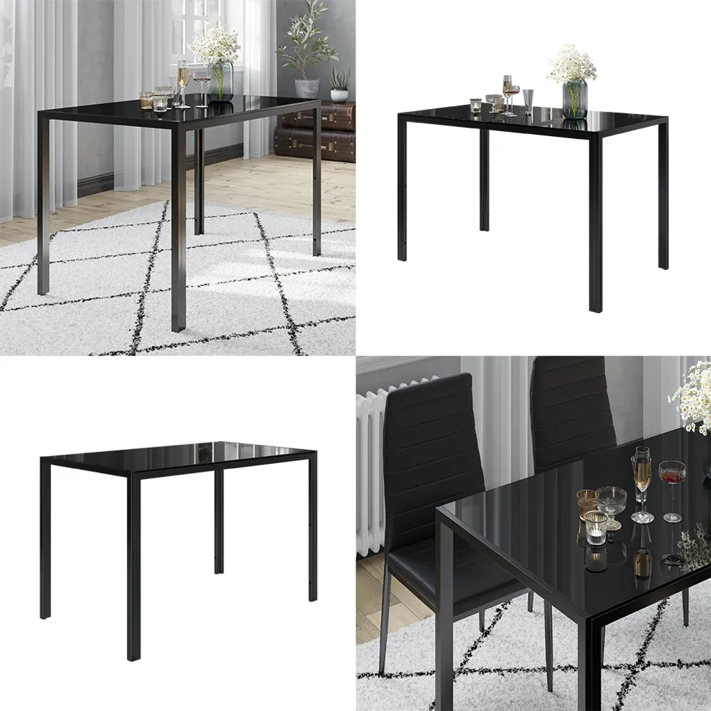 Table à manger Compacte Noire Vicco 120x70 cm - Gain de Place Zen