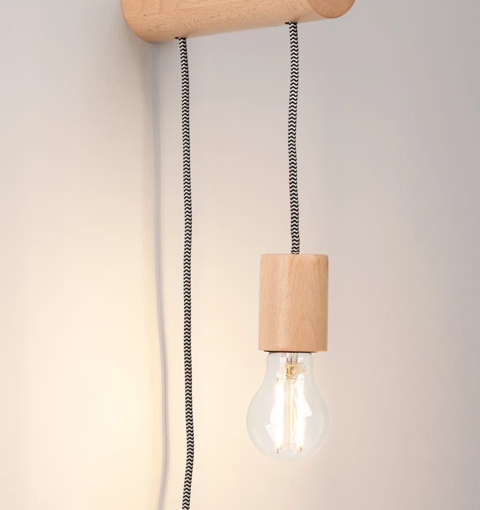 Applique NIMBI E27 Sollux: Design Minimal in Legno 55cm con Switch - 5