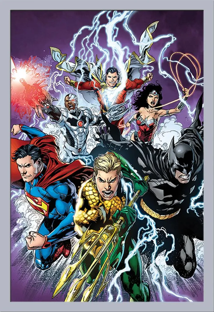 Justice League Poster Strike Cornice Shinsuke MDF Argento Acrilico