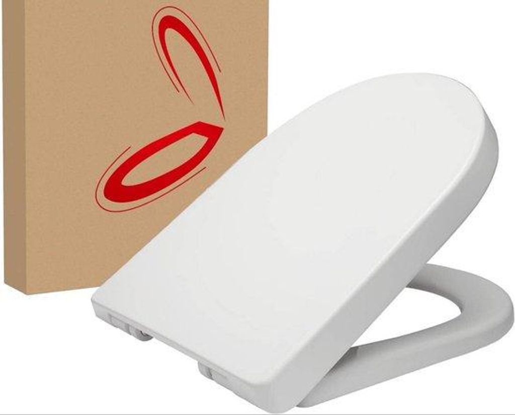 Weichschließendes Toiletten-Sitzteil, D-Form, Antibakteriell, 41-46cm, Weiß