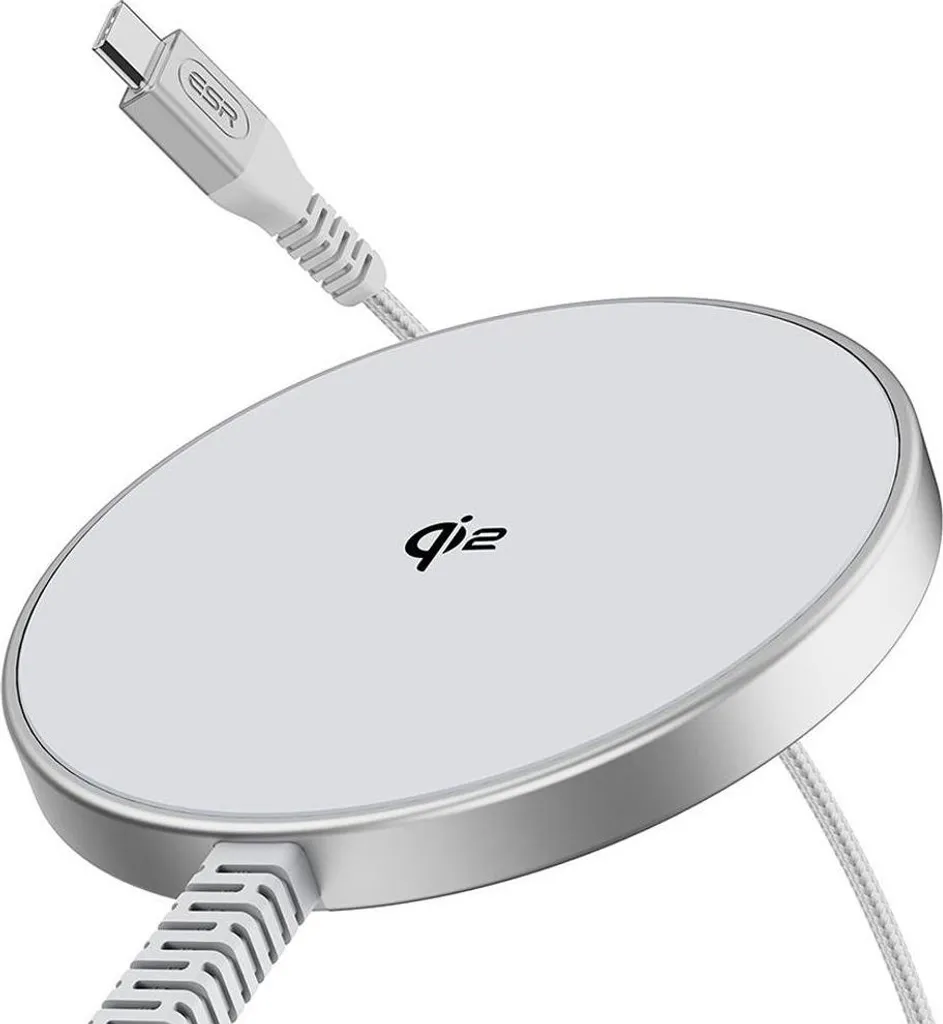 Mini chargeur sans fil ultra rapide Qi2 ESR Halolock 15W argent