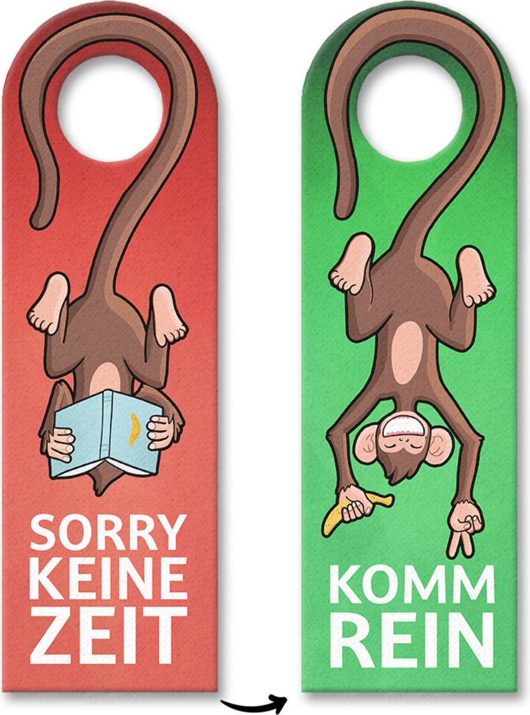 Sorry keine Zeit oder komm rein Türhänger mit lustigem Affe