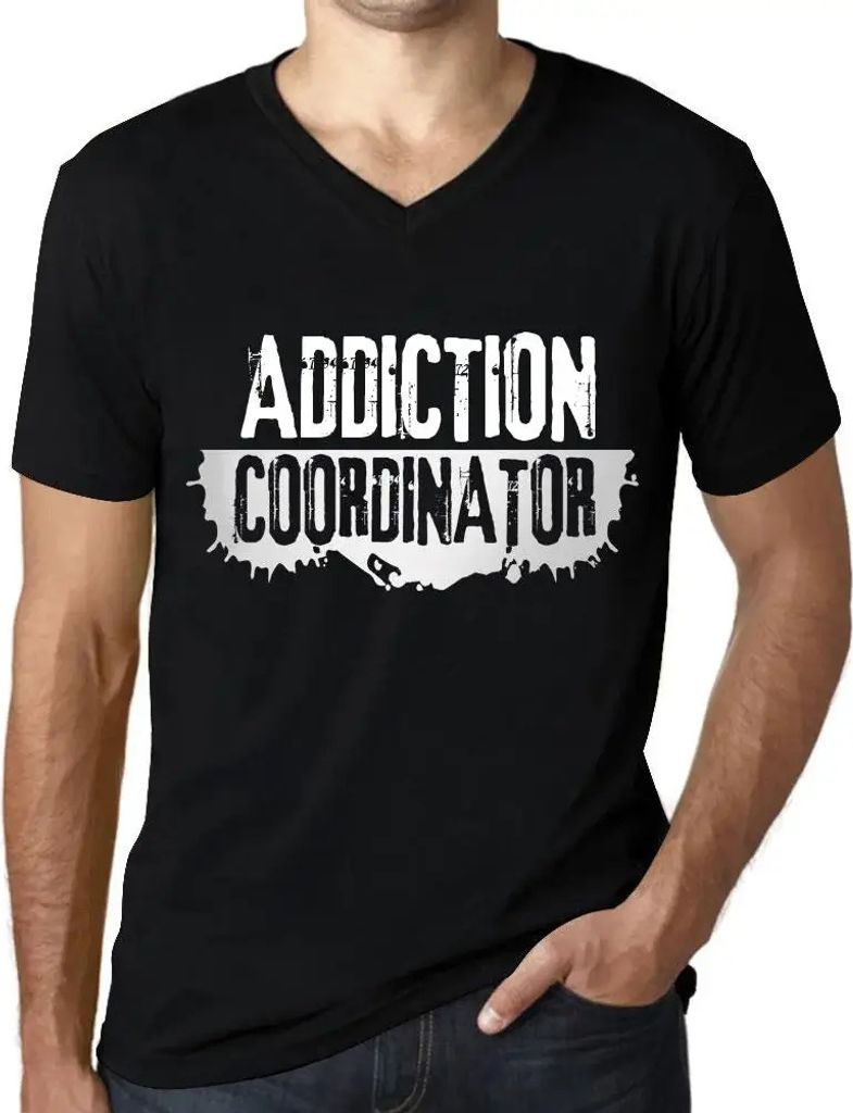 Herren Grafik T-Shirt V-Ausschnitt Koordinator für Suchtfragen – Addiction Coordinator – Öko-Verantwortlich Vintage Jahrgang Kurzarm Lustige ...