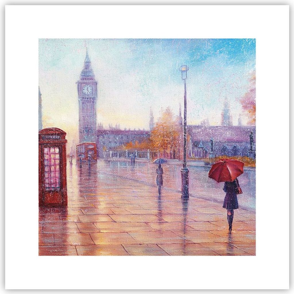 Poster - Poster ohne Rahmen - Groß Ben Regenschirm - 30x30 cm - Wand Bild - Wanddeko - Wandbilder - Kunstposter - Wandposter - Bilder - Kunstdruck...