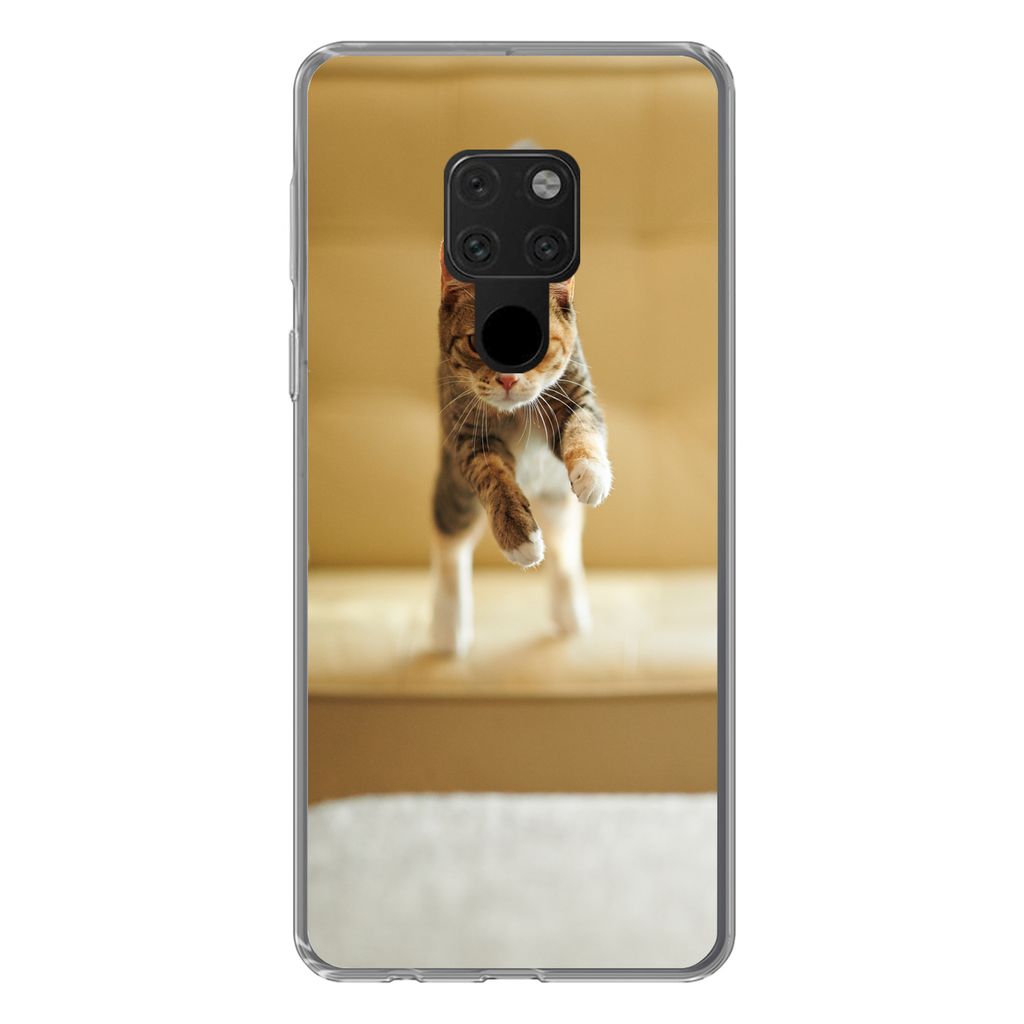 MuchoWow Handyhülle Schutzhülle Hülle für Huawei P40 Lite Katze - Frühling - Stuhl Silikon Softcase Handy Hülle - Handy