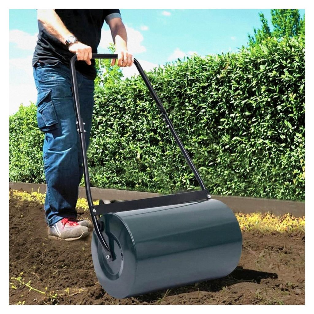 Rasenwalze in Grün und Schwarz, 63 cm, 50 L für Garten, Terrasse und Außenbereich